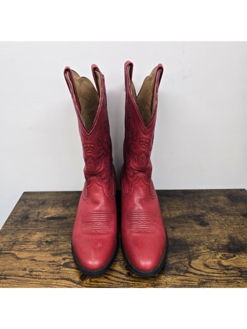Ariat Heritage Leather Boots Womens Size 7.5B Western Cowgirl Embroidered Red - Picture 4 of 8